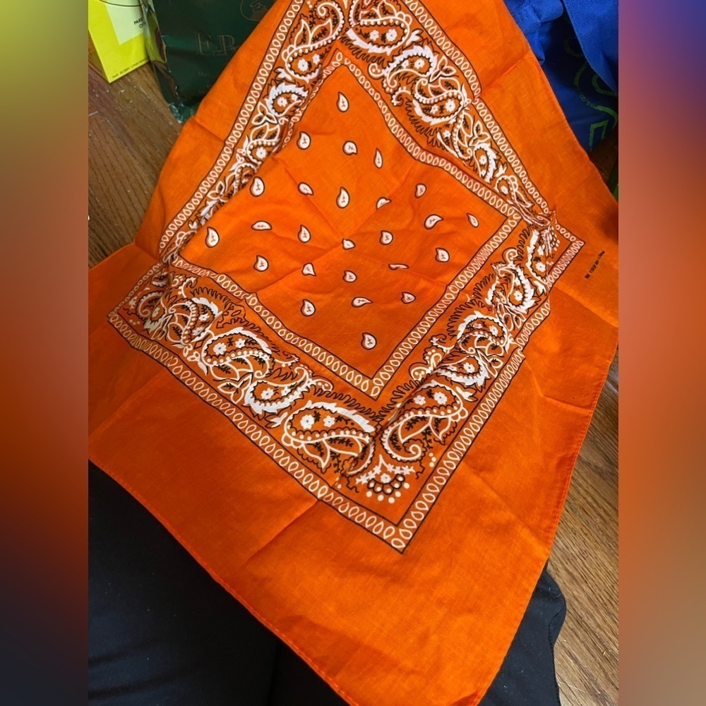 Polyester Non Fading Paisley Bandana - Orange